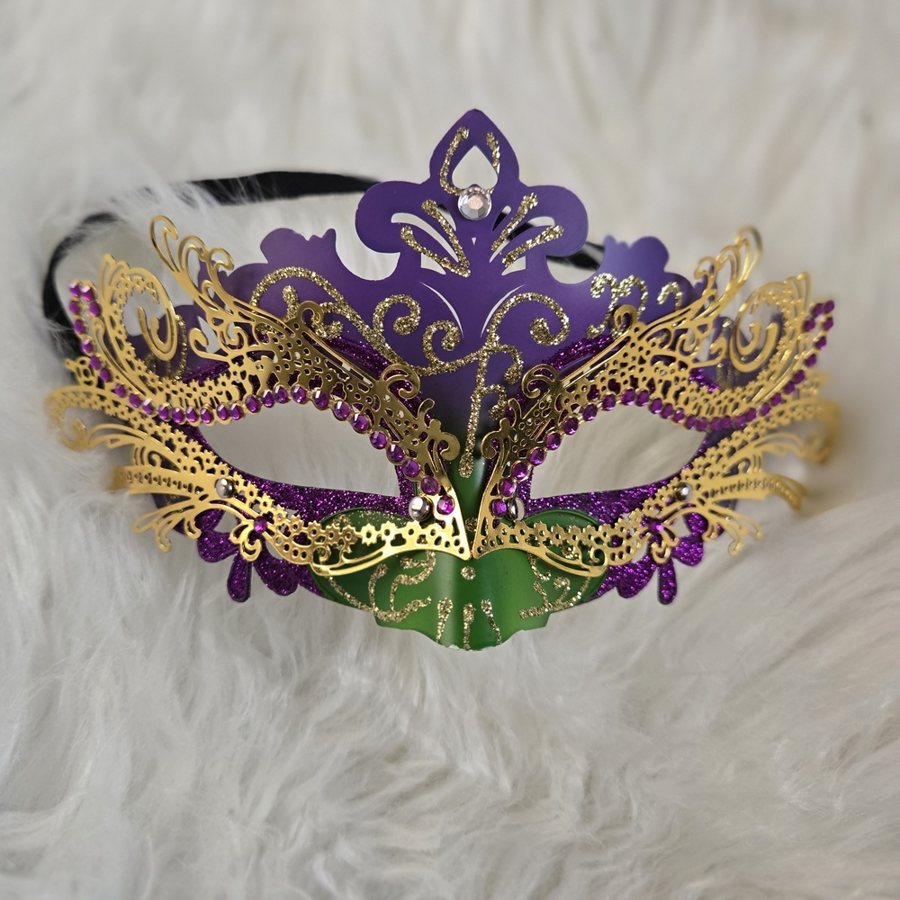 Vibrant Purple and Gold Masquerade Mask Mardi Gras